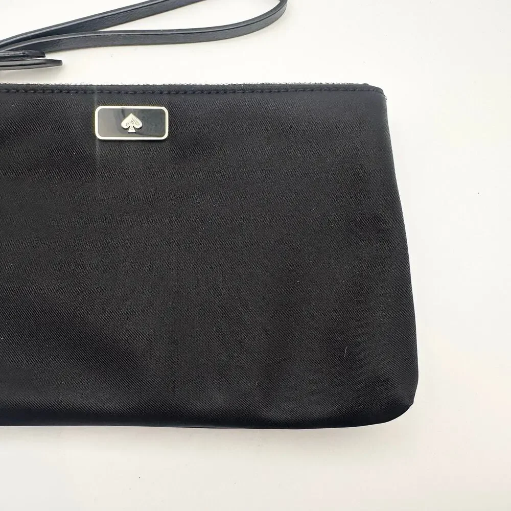 Kate Spade Jae Classic Black Nylon Double Zip Pocket Wristlet Wallet Pouch